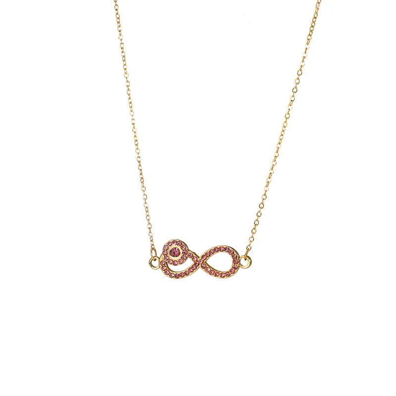 Best necklaces and pendants with layered designs for a chic, stacked look-Infinity Pendant With Evil Eye Pink Necklace JLTN1175