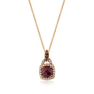 Elegant necklaces and pendants with onyx stones for a sleek, polished look-Le Vian 14K Strawberry Gold and Black Rhodium Raspberry Rhodolite Pendant Necklace with Vanilla and Chocolate Diamonds