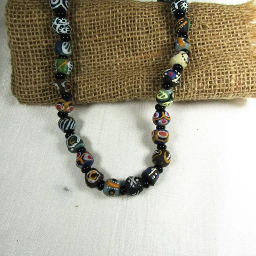 Necklaces and pendants with ocean-inspired designs for a refreshing, beachy feel-Long Multicolored African Trade Bead Beaded Necklace