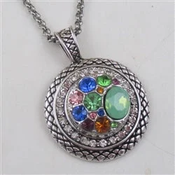 Necklaces and pendants with custom engravings for a personal, meaningful gift-Multi-colored Multi-stone Crystal  & Silver Pendant Necklace