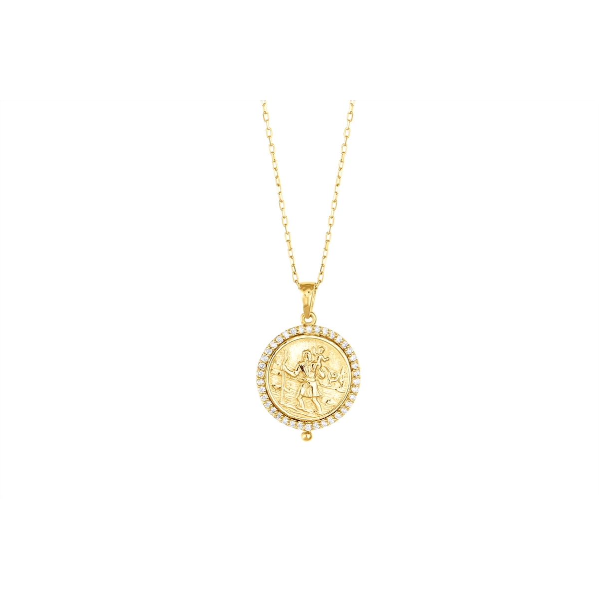 Best necklaces and pendants with intricate beadwork for a bohemian-inspired look-14K Yellow Gold Coin Pendant with Diamonds and Chain