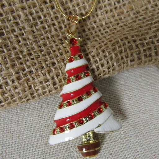 Beautiful necklaces and pendants with layered chains for a fashionable, chic look-Red & White Holiday Pendant Necklace