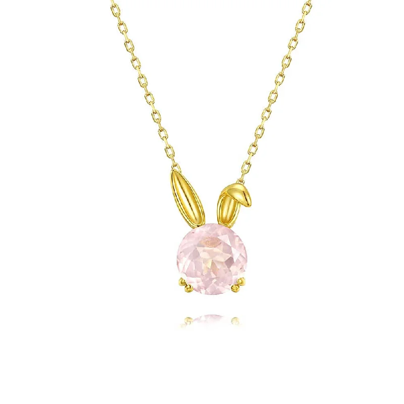 Trendy necklaces and pendants with statement pieces for a bold fashion statement-925 Silver Pink Rabbit Pendant Necklace