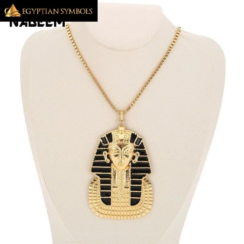 Necklaces and pendants with engraved messages for a deeply personal, sentimental gift-Black Tutankhamun Necklace