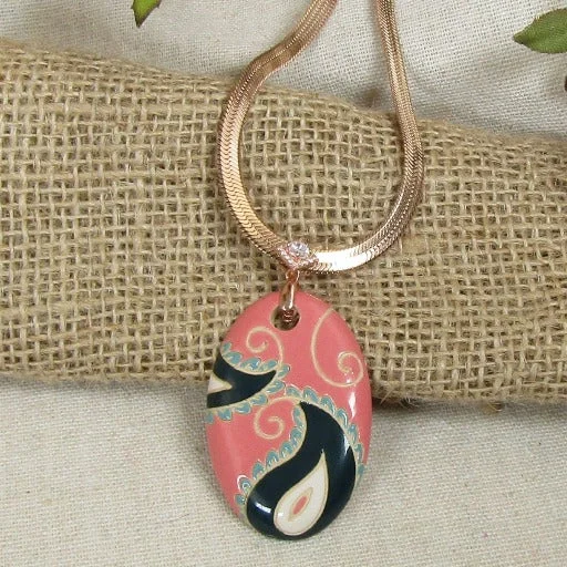 Best necklaces and pendants with minimalist pendants for a sleek, understated look-Pink & Black Artisan Handmade Pendant Necklace