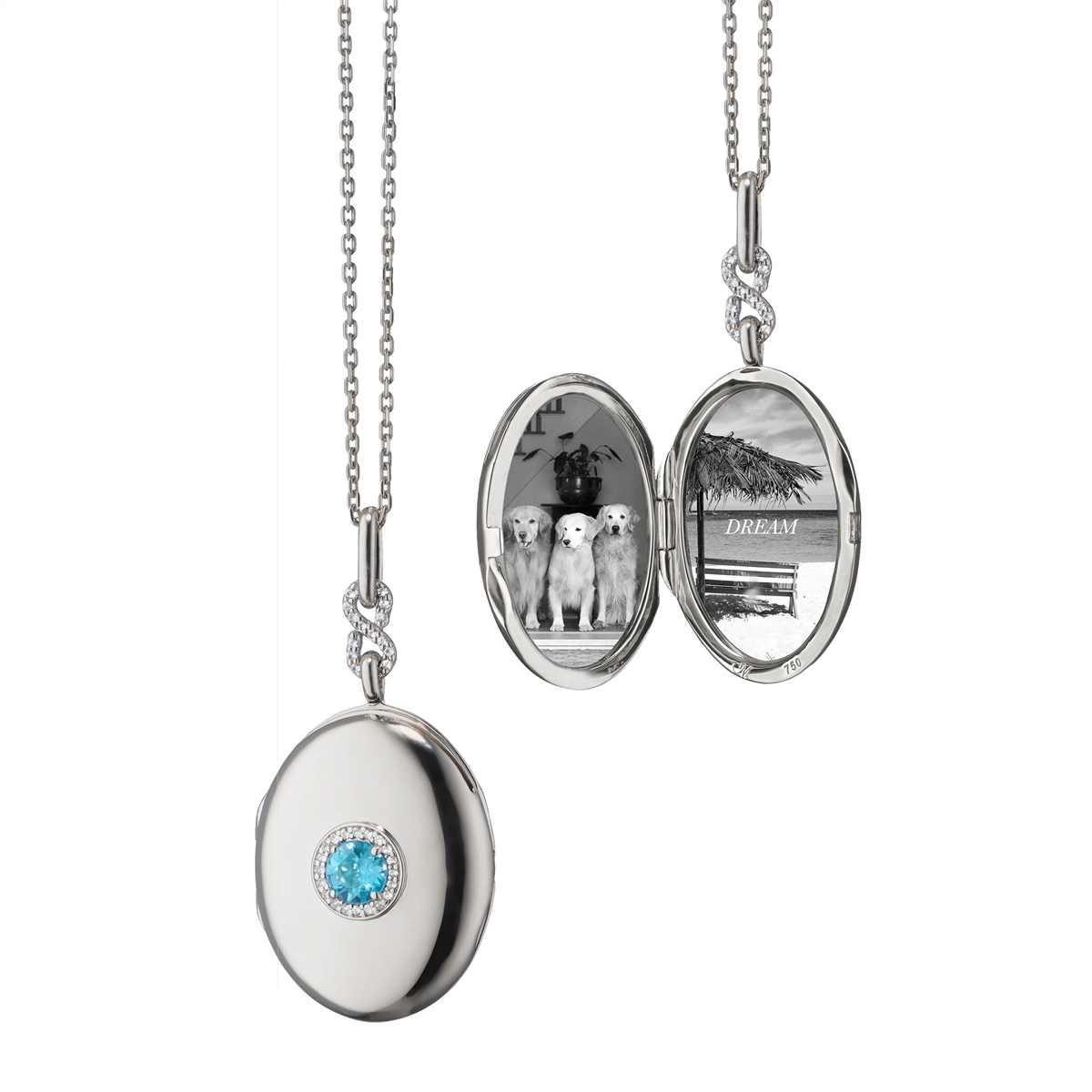 Best necklaces and pendants with adjustable chains for a customizable fit-Monica Rich Kosann Sterling Silver Oval Locket Necklace with Swiss Blue Topaz and White Sapphires