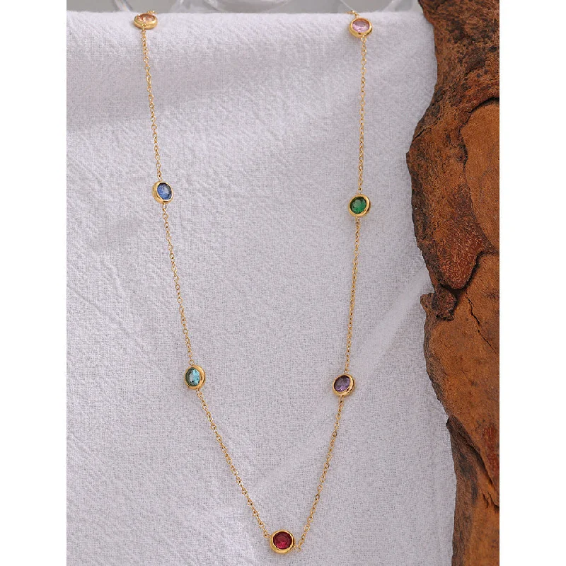 Best necklaces and pendants with opal and gold for a vibrant, luxurious contrast-Colorful Gemstone Chain Necklace jltn0677