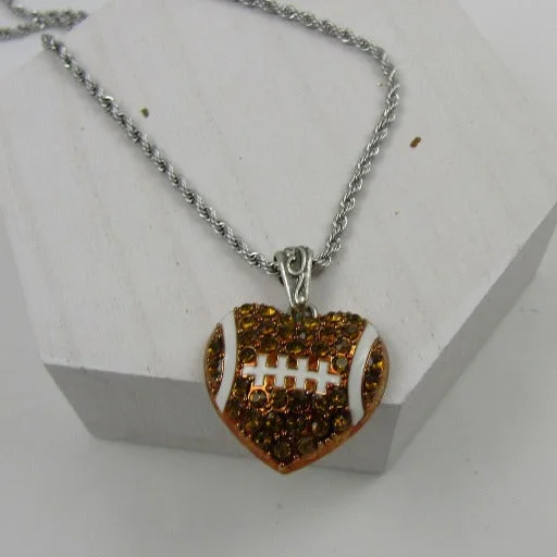 Beautiful necklaces and pendants with layered chains for a fashionable, chic look-I Love Football Charm Pendant Necklace