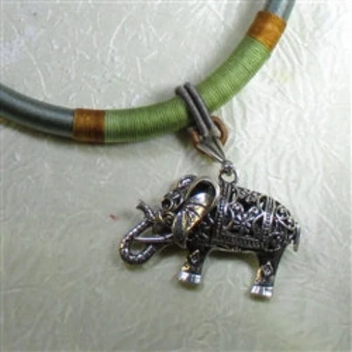 Simple necklaces and pendants with tiny charms for a delicate and casual vibe-Elephant Pendant  on Silk Cord Necklace