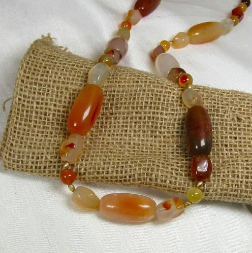 Best necklaces and pendants with butterfly wings for a delicate, graceful style-Long Big & Bold Carnelian Gemstone Beaded Necklace