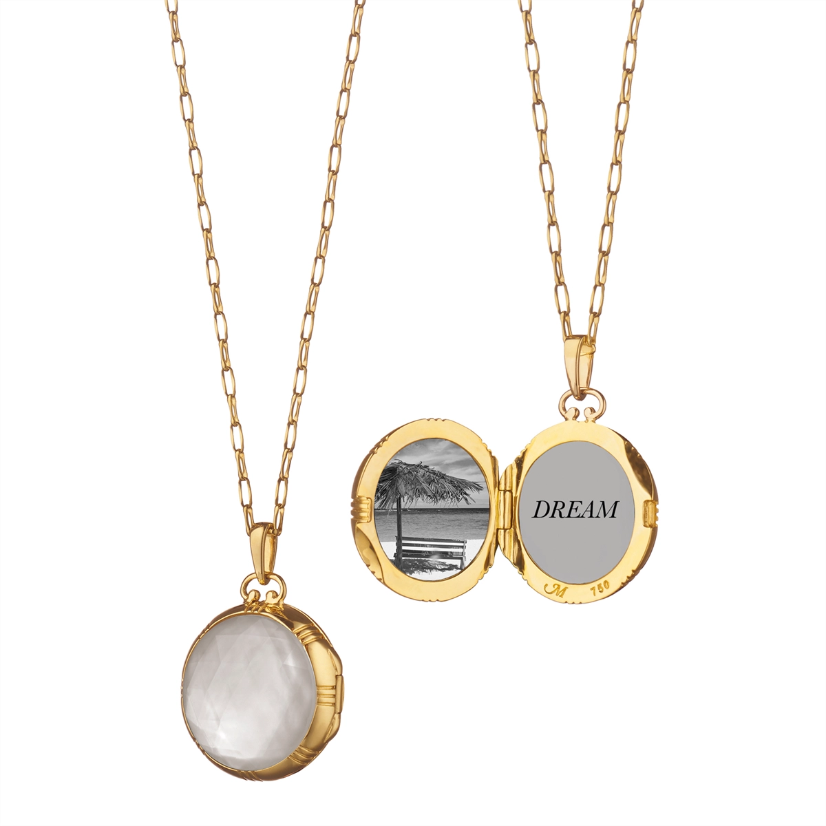 Beautiful necklaces and pendants with gemstone teardrops for an elegant effect-Monica Rich Kosann 18K Yellow Gold Two-Sided Locket Necklace with Mother of Pearl Doublet