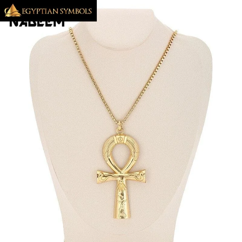 Beautiful necklaces and pendants with diamond halo settings for extra brilliance-Egyptian Necklace - Ankh Cross