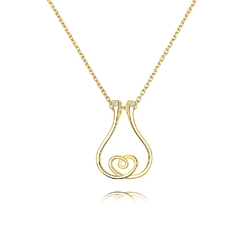 Best necklaces and pendants with heart-shaped lockets for a sentimental keepsake-Heart Shaped CZ Diamond Necklace For Ring Holder