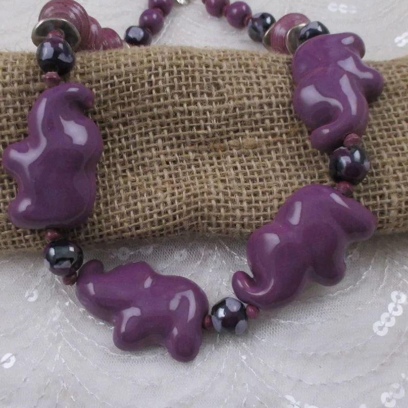 Layered necklaces and pendants for a trendy and fashionable stacked look-Orchid Handmade Kazuri Elephant Necklace