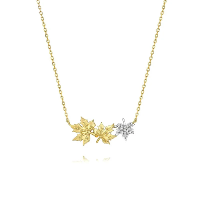 Best necklaces and pendants with floral designs for a feminine and elegant feel-925 Silver Three Maple Leaf CZ Diamond Pendant Necklace