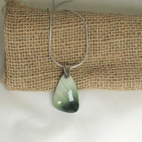 Unique necklaces and pendants with custom birthstone arrangements for personalization-Pendant Necklace Green Jasper Gemstone Pendant Silver Chain