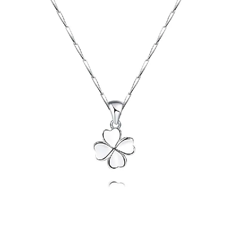 Layered necklaces and pendants for a trendy and fashionable stacked look-925 Silver Glossy Plain Four-Leaf Clover Necklace