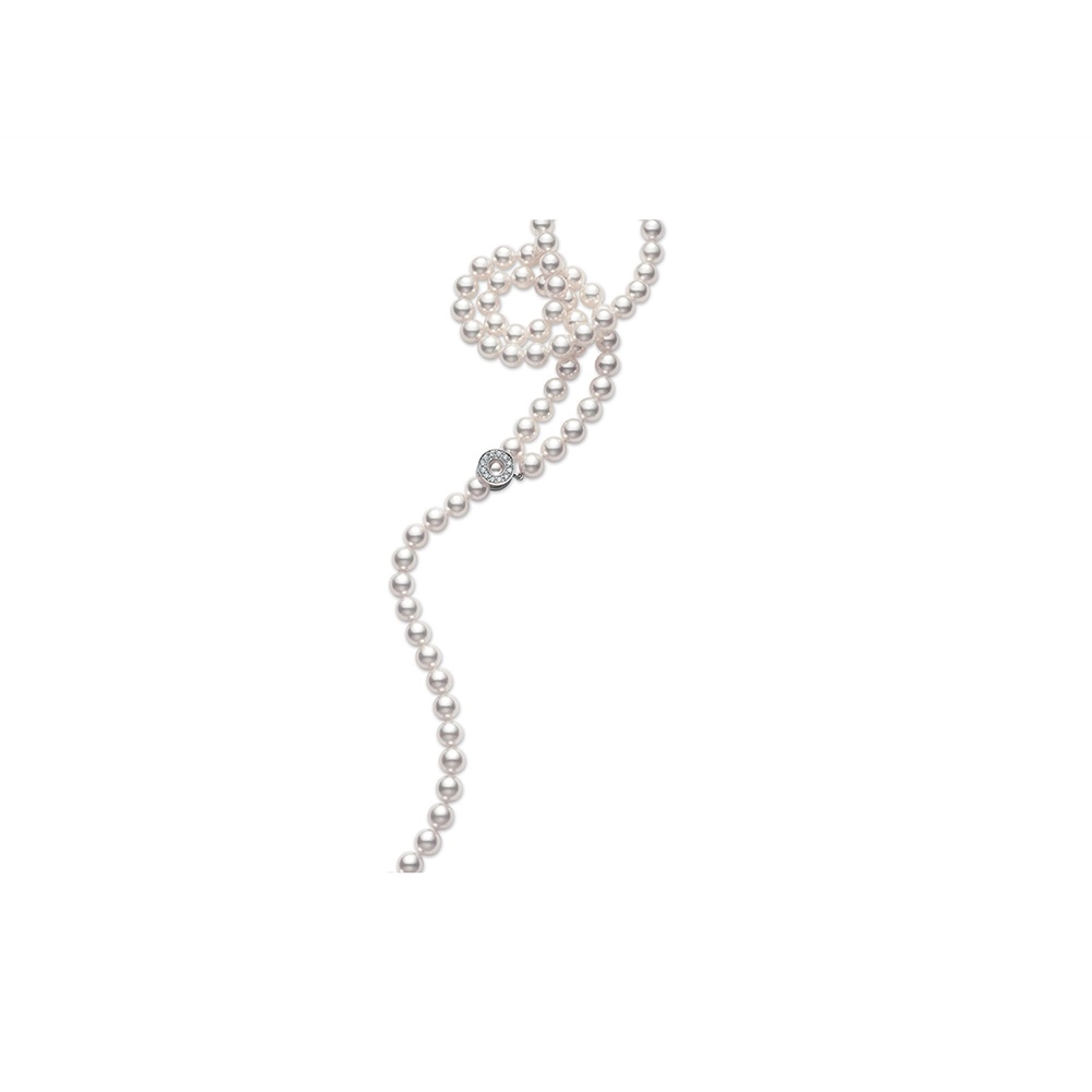 Necklaces and pendants with diamond pendants for a luxurious sparkling effect-Mikimoto 18K White Gold Akoya Pearl Lariat Necklace with Diamonds