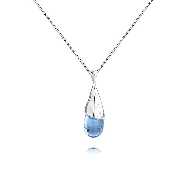 Stunning necklaces and pendants with chakra stones for healing and balance-925 Silver Teardrop Cat's Eye Necklace