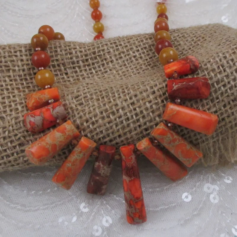 Simple necklaces and pendants with tiny charms for a delicate and casual vibe-Orange Bib Gemstone Necklace