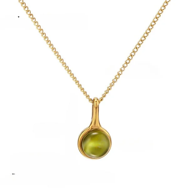 Best necklaces and pendants with matching earrings for a coordinated, elegant look-Green Sheen Pendant Gold Necklace jltn1143