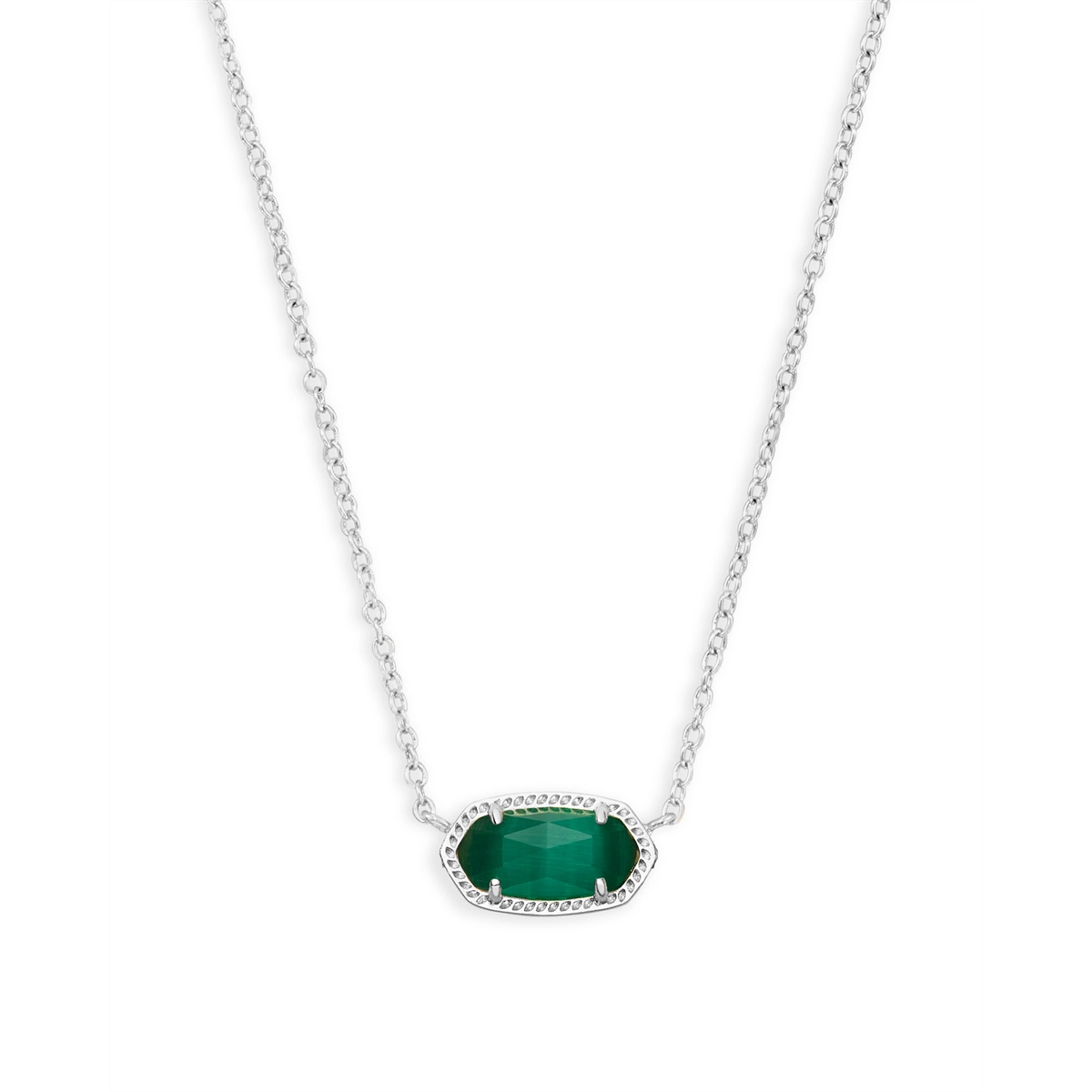 Best necklaces and pendants with matching earrings for a coordinated, elegant look-Kendra Scott Elisa Necklace in Silver with Emerald Cats Eye