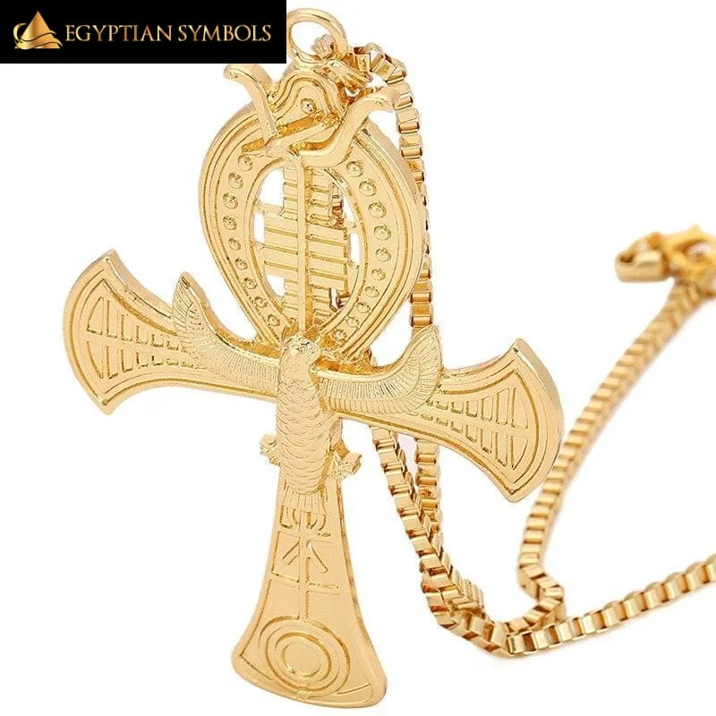 Necklaces and pendants with celestial starburst designs for a radiant look-Ancient Ankh Cross Necklace