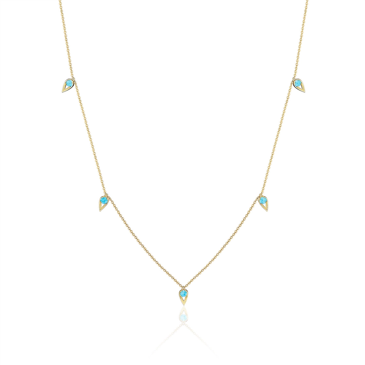 Necklaces and pendants with enamel accents for a colorful, eye-catching appearance-Tacori 5 Station Open Cresecent Necklace with Turquoise