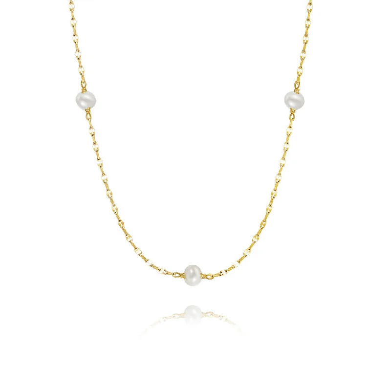 Necklaces and pendants with star-shaped designs for a whimsical, celestial touch-925 Silver Lip Chain Pearl Necklace