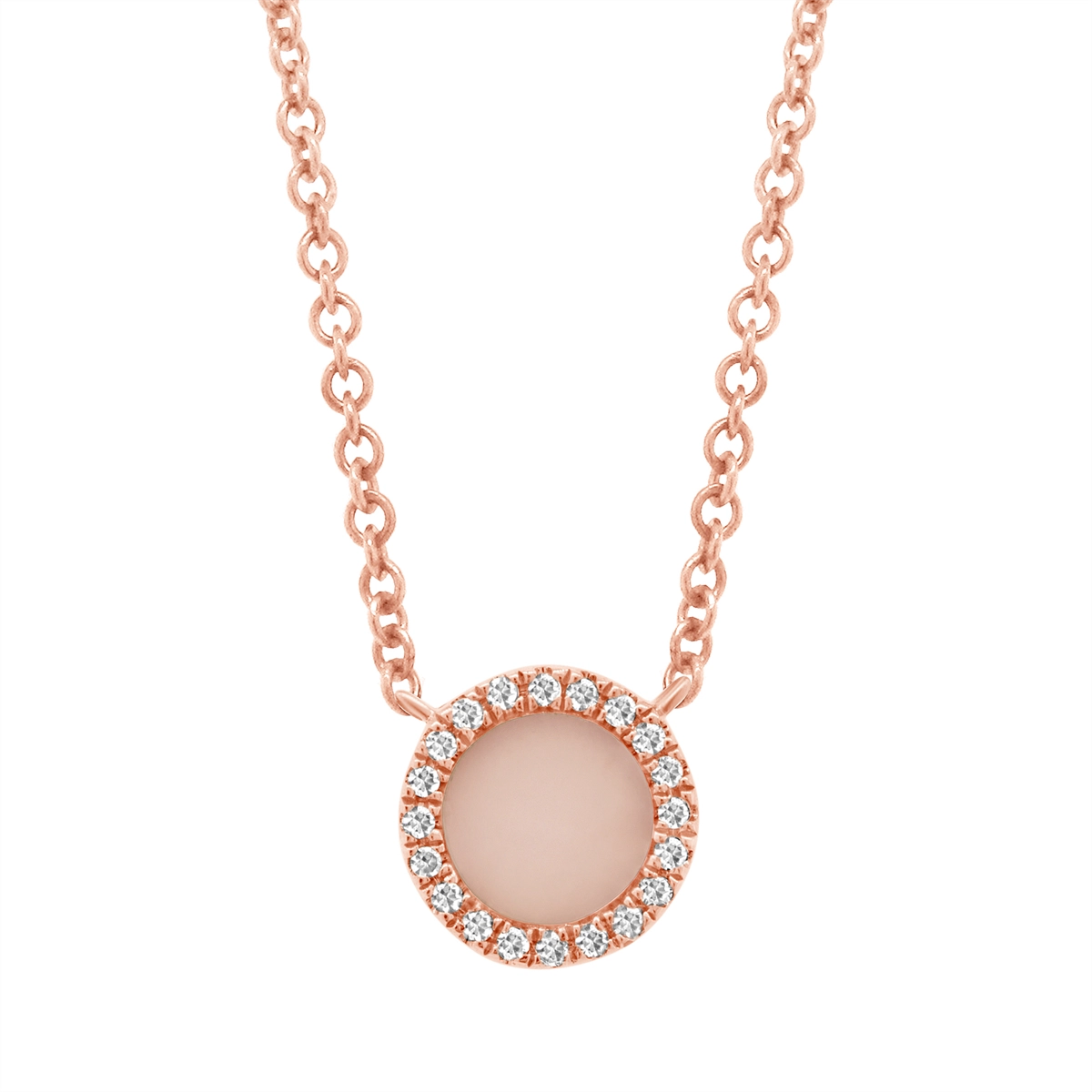 Best necklaces and pendants with matching earrings for a coordinated, elegant look-14K Rose Gold Necklace with Pink Opal with Diamond Halo