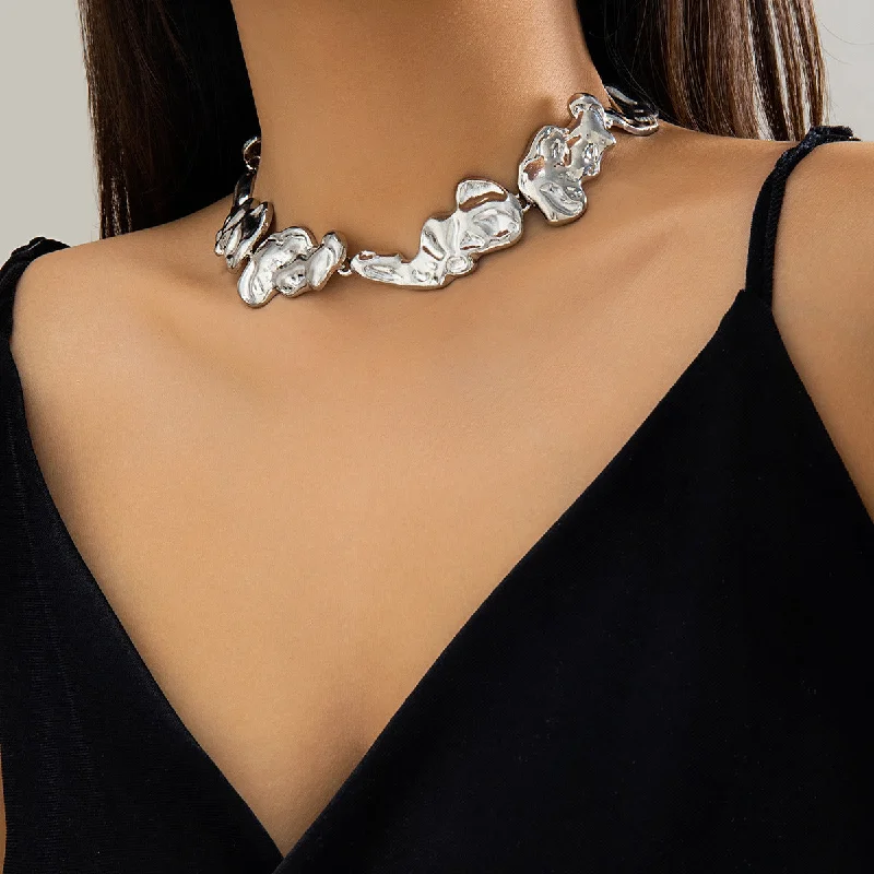 Best necklaces and pendants with crystal accents for a sparkling and elegant style-Just Lil Things Artificial  Silver  Necklace jltn0838