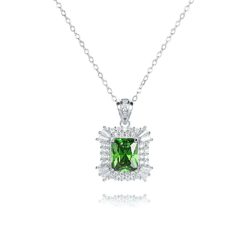 Beautiful necklaces and pendants with natural stones for an earthy, organic vibe-925 Silver Square Pendant CZ Diamond Necklace