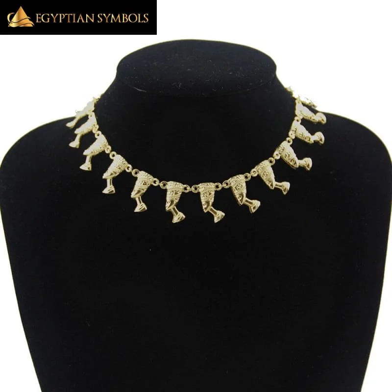 Necklaces and pendants with clear quartz for a pure and radiant look-EGYPTIAN NECKLACE - Nefertiti