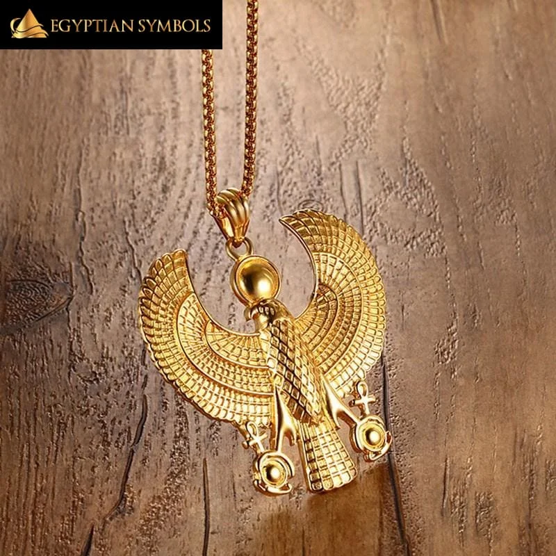 Elegant necklaces and pendants with gold chains for a chic, timeless appearance-Horus Bird Falcon Holding Ankh Necklace