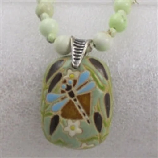 Best necklaces and pendants with emerald gemstones for a rich, sophisticated design-Green Dragonfly Pendant  and Chrysoprase Beaded Necklace