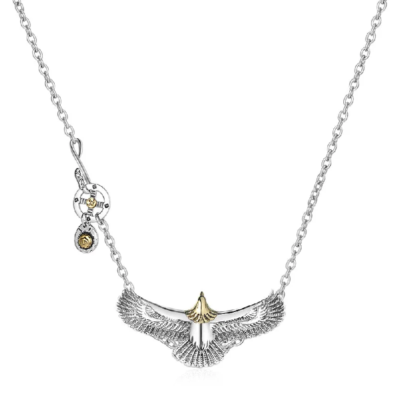 Necklaces and pendants with zodiac constellation designs for an astrological touch-S925 Silver Eagle Feather Necklace