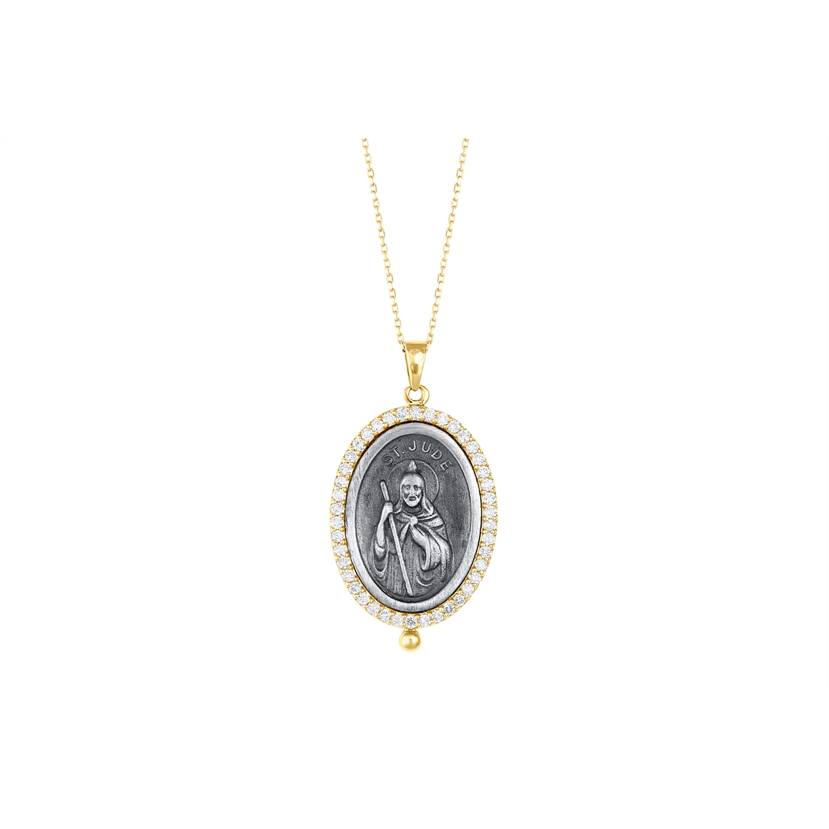 Necklaces and pendants with star-shaped designs for a whimsical, celestial touch-14K Yellow Gold and Sterling Silver St. Jude Pendant with Diamonds and Chain