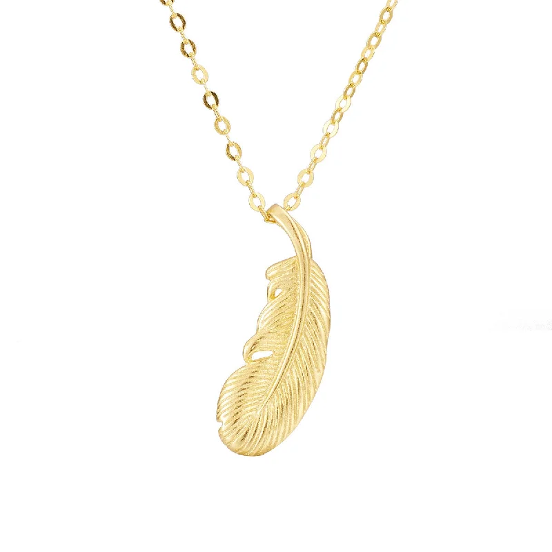 Best necklaces and pendants with cubic zirconia for a budget-friendly dazzling effect-S925 Silver Simple Silver Feather Necklace