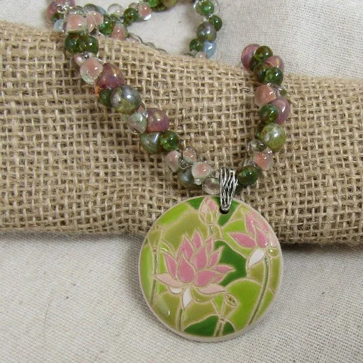 Necklaces and pendants with custom designs for a completely unique jewelry piece-Lotus Blossom Handmade Artisan Bead Big Bold Pendant Necklace