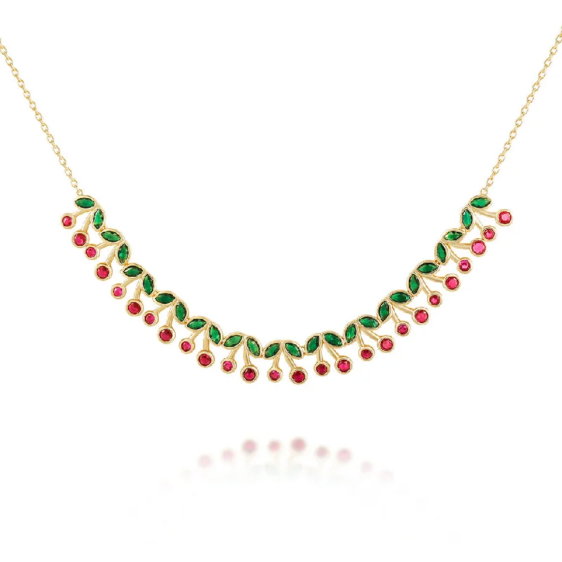 Stunning necklaces and pendants with ruby gemstones for a luxurious red hue-925 Silver Cherry Stacking Short Necklace