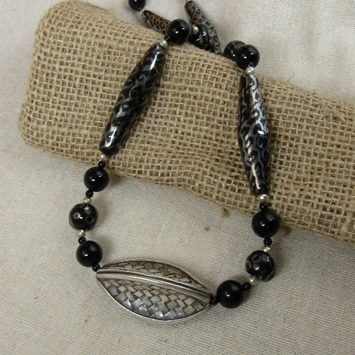 Necklaces and pendants with lock and key designs for a symbolic gesture-Kazuri Black  Bead & Silver Necklace Fair Trade