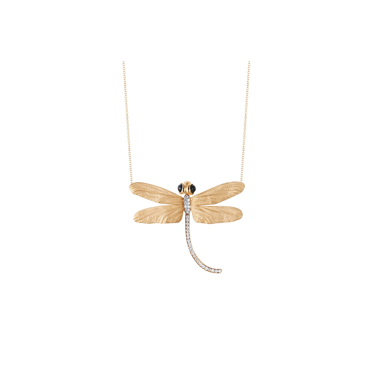 Necklaces and pendants with personalized charms for a custom piece of jewelry-Simon G 18K Yellow Gold Dragonfly Pendant Necklace with Diamonds