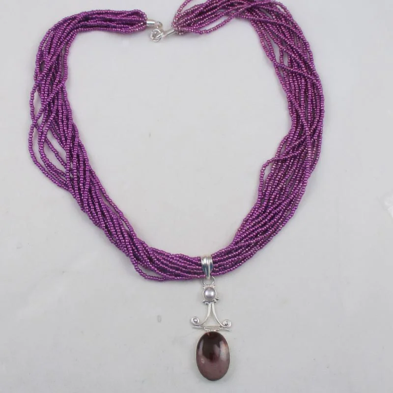 Unique necklaces and pendants with tree of life motifs for nature-inspired elegance-Mookaite Pendant on Fuchsia Multi-strand Necklace