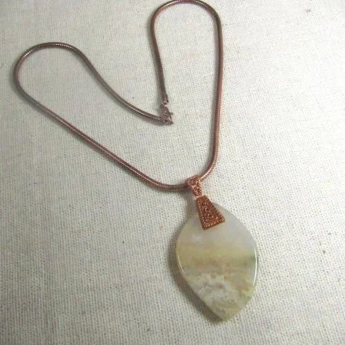 Unique necklaces and pendants with artistic shapes for a creative, one-of-a-kind design-Jasper Pendant on Copper Chain Necklace