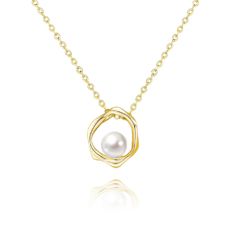 Necklaces and pendants with lock and key designs for a symbolic gesture-925 Silver Mobius Loop Pearl Necklace