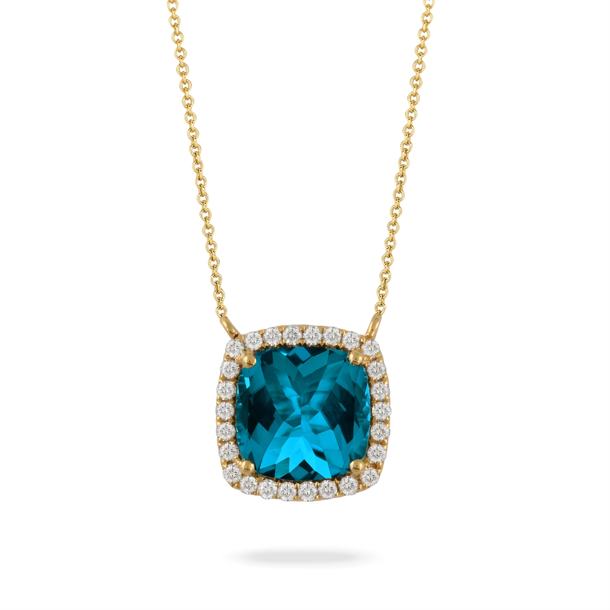 Beautiful necklaces and pendants with tree branch motifs for a nature-inspired design-Doves 18K Yellow Gold Diamond Necklace with London Blue Topaz