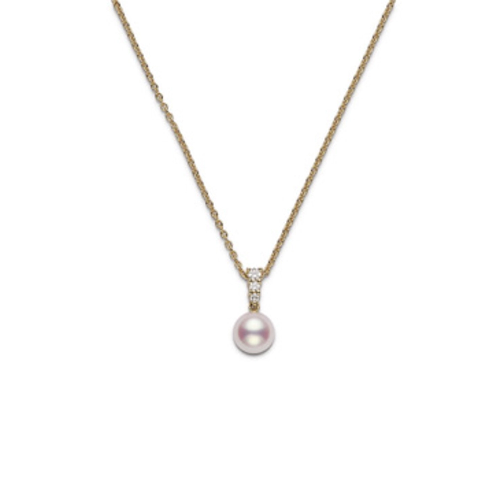 Best necklaces and pendants with rose gold for a warm and romantic appeal-Mikimoto 18K Yellow Gold Necklace with 8mm Akoya Pearl & Diamond Pendant