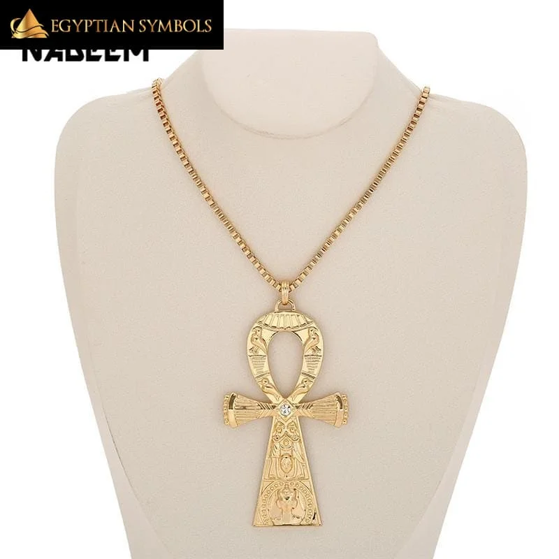 Necklaces and pendants with geometric pendants for a clean, contemporary design-Engraving Ankh Cross Necklace