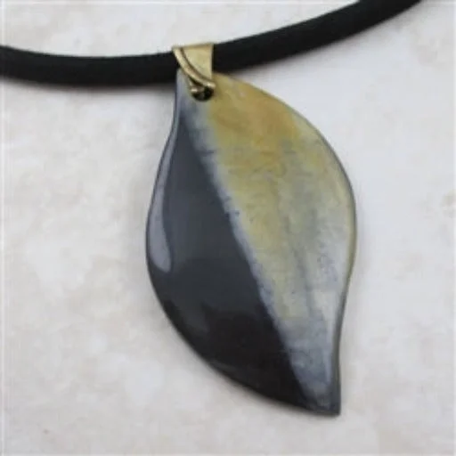 Best necklaces and pendants with opal gemstones for an iridescent glow-Men's Horn & Black Suede Pendant Necklace