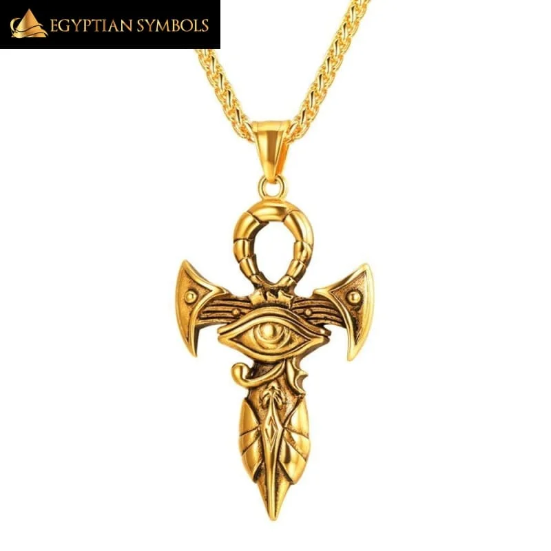 Necklaces and pendants with angel wing motifs for a spiritual, meaningful design-Eye Of Horus Ankh Necklace - Unique design